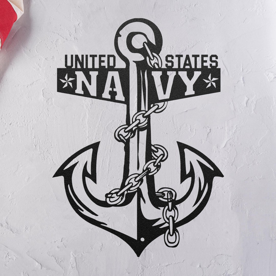 United States Navy Wall Art, Navy Anchor Decor, USA Navy Metal Sign