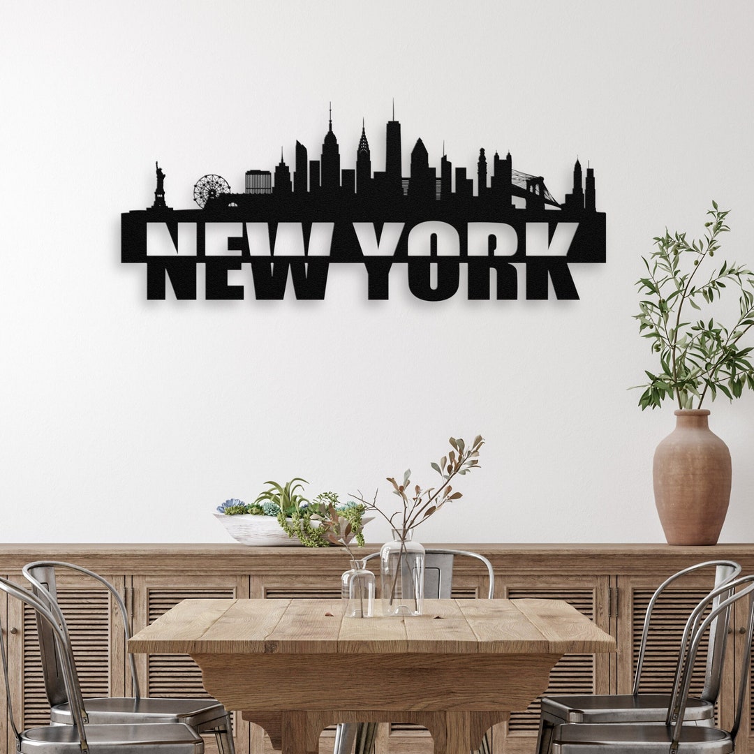 NYC Skyline Wall Art New York Skyline Metal Art Brooklyn Etsy