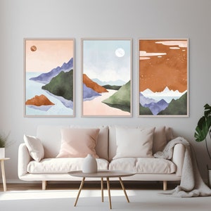 Set of 3 Vintage Nature Abstract Digital Wall Art | Digital Nature Painting | Vintage Digital Download | Combo 3 Wall Art for Home Decor