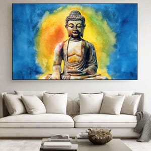 Watercolor Buddha Canvas Painting: Abstract Meditation Art