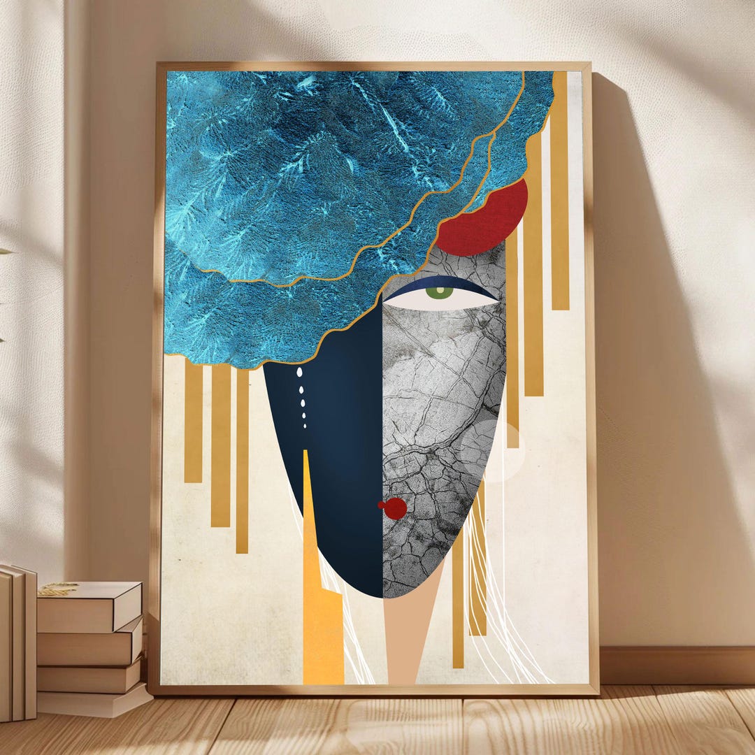 Abstract Female Canvas Painting: Modern Geometric Wall Art - Etsy
