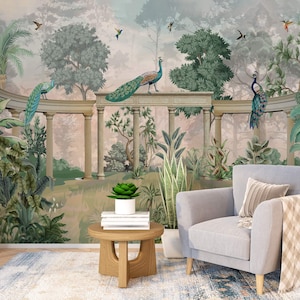 Indian Mughal Wallpaper Tropical Rajasthan Peel Stick, Elegant Royal Garden Wallpaper, Mughal Art Wall Mural
