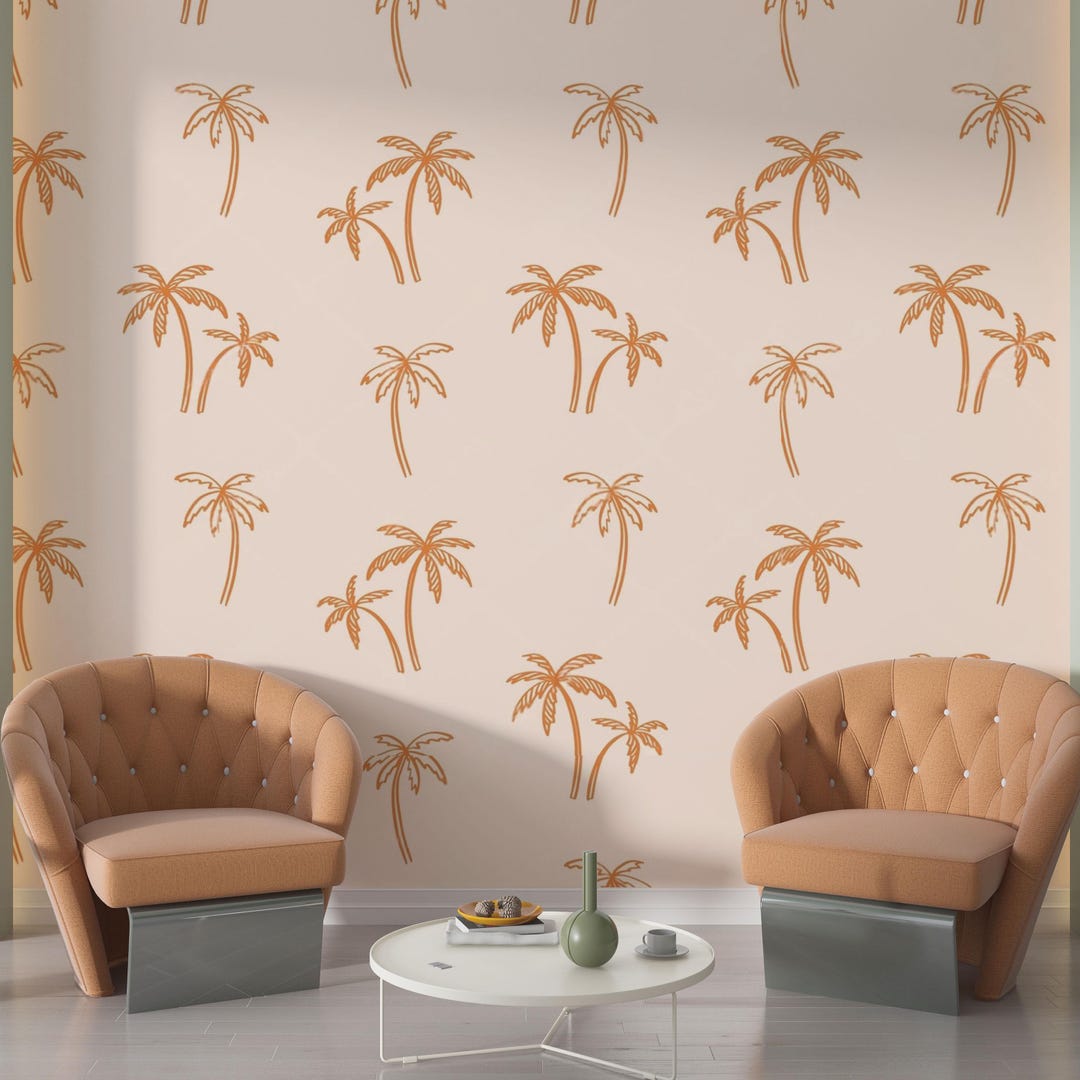 Palm Tree Peel and Stick Wallpaper: Boho Tropical Wall Mural - Etsy