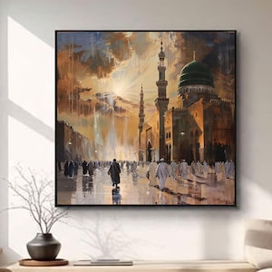 Prophet’s Mosque canvas Painting | Madinah Islamic Wall Art|  Madinah  Architecture, islamic wall art | Muslim  Home Decor |
