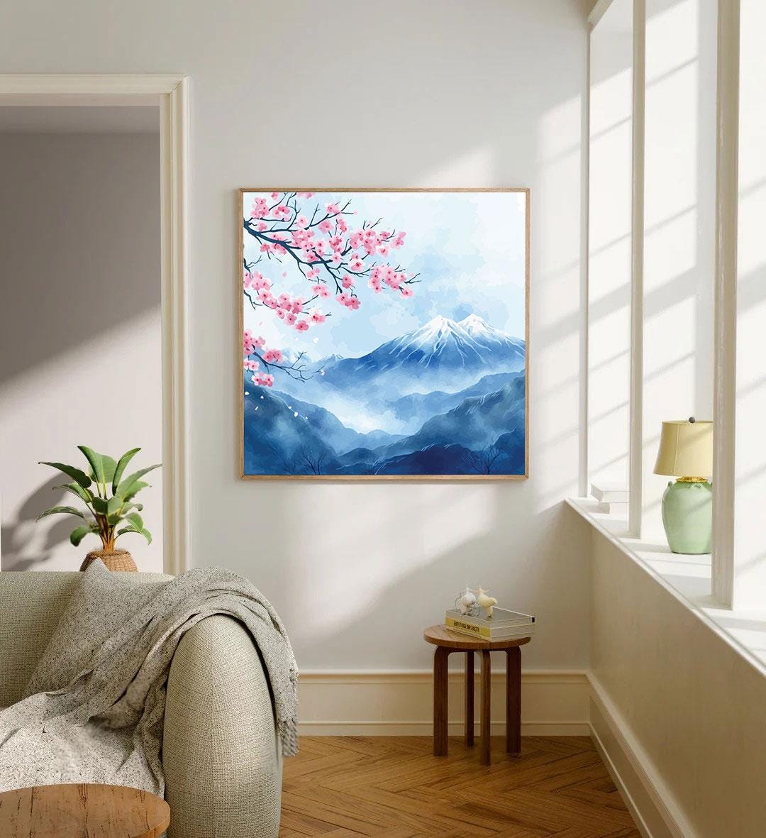 Sakura Cherry Blossom Canvas Painting | Japanese Floral Wall Art for ...