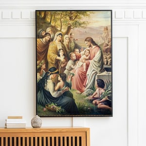 Jesus with the Children Canvas painting  | canvas wall art | Jesus  painting | Christianity painting wall decor | Wall painting home decor