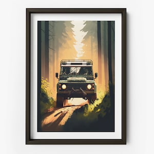 Land Rover Defender Print - Forest Print, Defender, Land Rover Art Print, Fathers Day, Gifts for Him - TAF1031