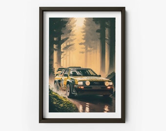 Audi Quattro Art Print - Rally Print, gifts for him, Audi Quattro Poster, Quattro Art Print, gift for him - TAF1025