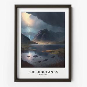 Scottish Highlands Art Print - Highlands Art Print, Scotland Print, Location Print Highlands Poster - TAF1018