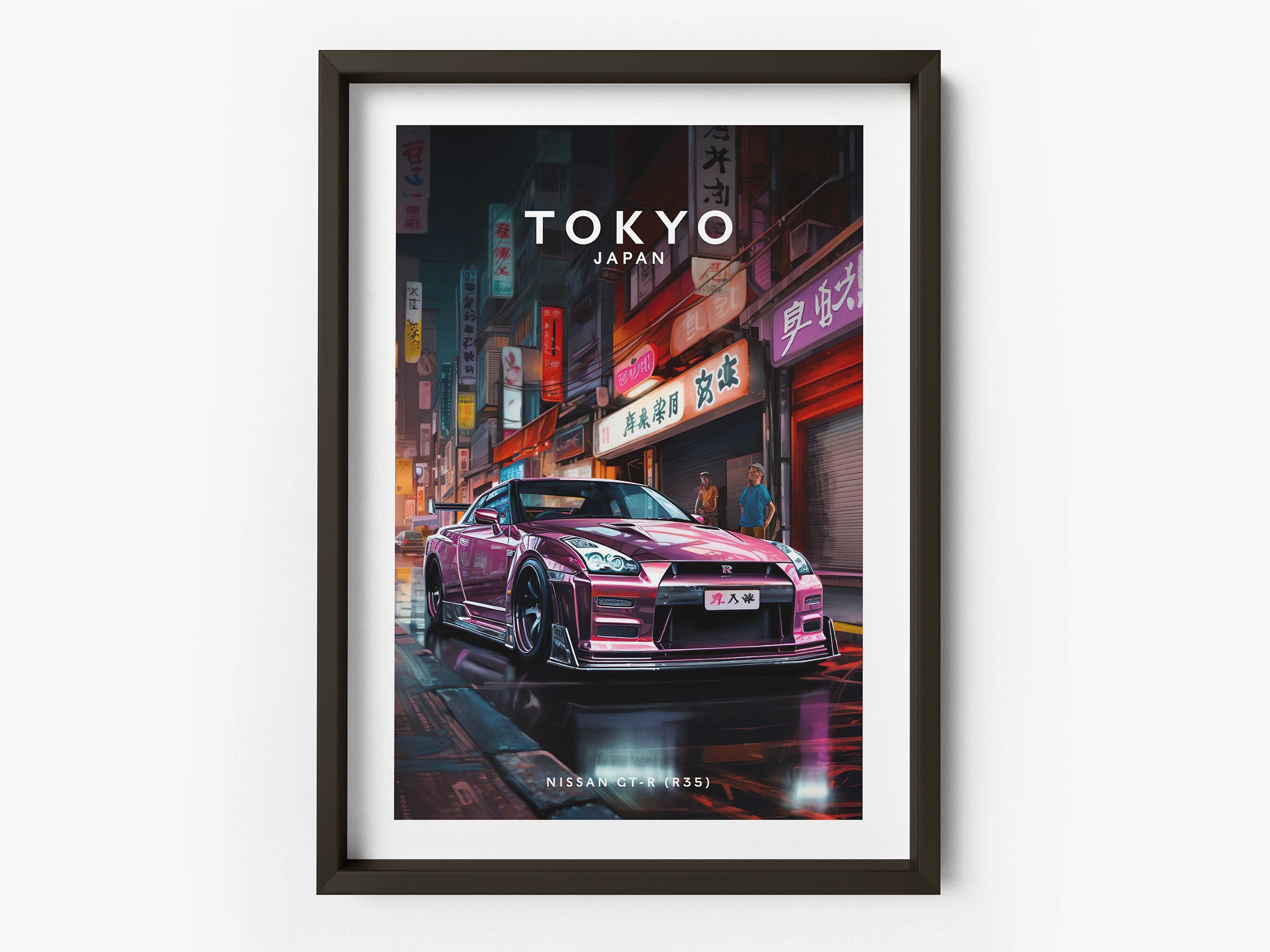 Nissan GTR in Tokyo Art Print - Nissan GTR, GTR Poster, Tokyo Location Print, Gifts for Him - TAF1057