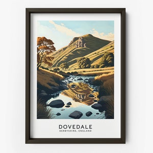Dovedale Derbyshire Art Print Dovedale Art Print, Derbyshire Poster, Peak District Art Print, Location Print TAF1019 image 1