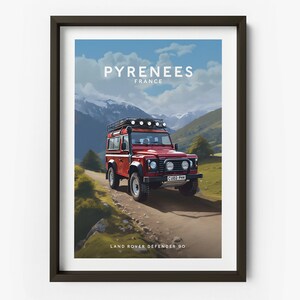 Land Rover Defender 90 in the Pyrenees - Defender Art Print, Land Rover Poster, Pyrenees Location Print - TAF1066