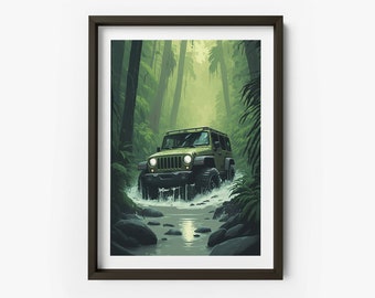 Jeep Wrangler Art Print - Jeep Art print, Wrangler Art Print, Gifts for Him, Fathers Day Gift - TAF1024