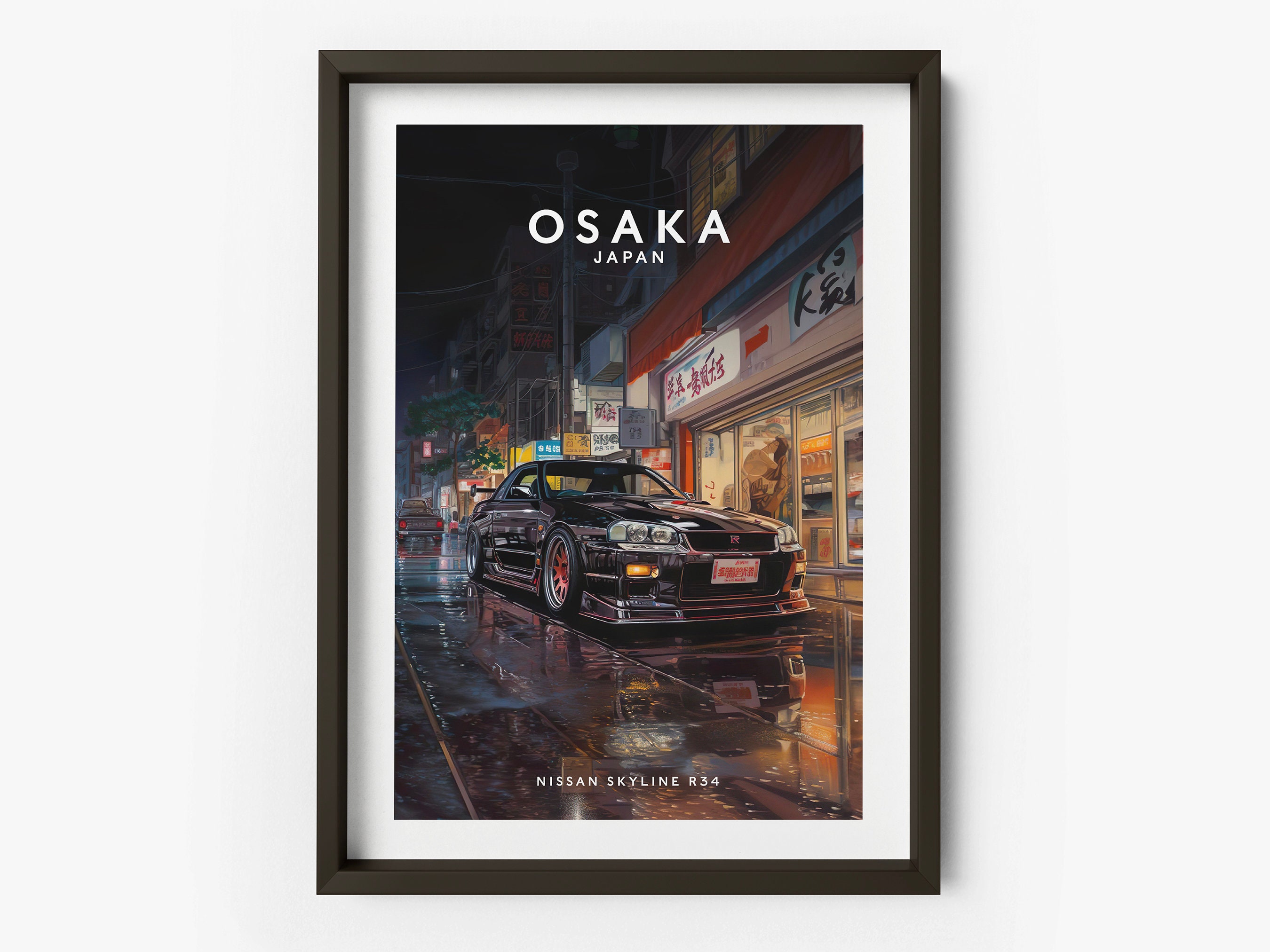 Nissan Skyline R34 in Osaka Art Print - Skyline R34 Poster, Nissan