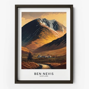 Impression d&#39;art Ben Nevis - Art mural Ben Nevis, impression d&#39;art alpinisme, affiche de randonnée, impression de lieu - TAF1002