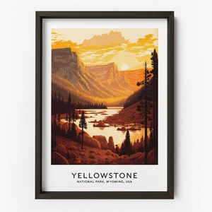 Yellowstone National Park Art Print - Location Print, Yellowstone Poster, Travel Poster, Hiking Gift Ideas - TAF1016