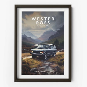 Range Rover Classic in Wester Ross Art Print - Range Rover Poster, Classic Range Rover Poster, Wester Ross Location Print - TAF1040