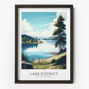 Lake District Landscape Art Print - Lake Distict Poster, Location Print, Birthday Gift, Cumbria Print - TAF1006