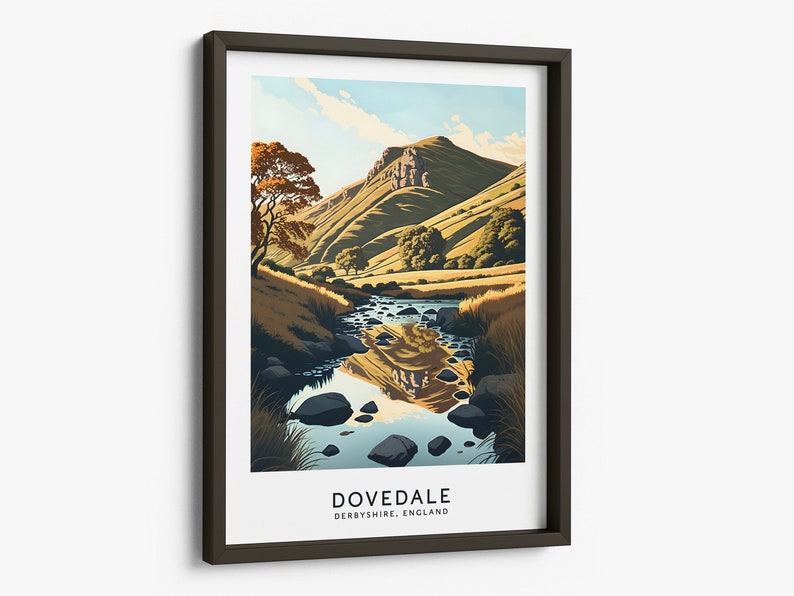 Dovedale Derbyshire Art Print Dovedale Art Print, Derbyshire Poster, Peak District Art Print, Location Print TAF1019 image 2