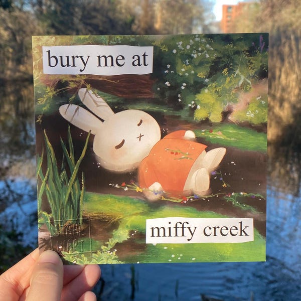 bury me at miffy creek - Miffy Bunny Mitski Painting Square Print