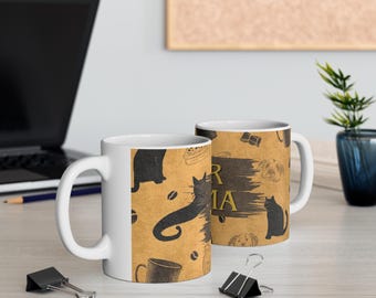 Pelz Mama Tasse | Keramik Kaffeetasse 11oz 15oz, Katzenliebhaber Design | Tierliebhaber Tasse | Geschenk für Tierliebhaber