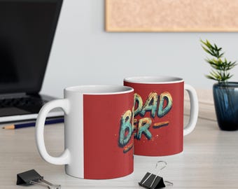 Best Dad Ever Becher | Rote Retro Brush Script Keramik Kaffeetasse | Bestes Papa Geschenk | Vatertags Geschenk | Vatertagsbecher