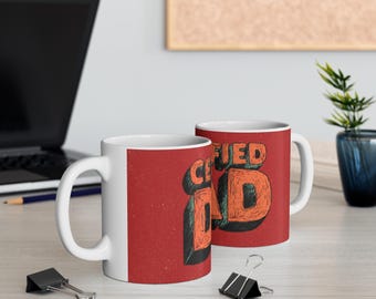 Zertifizierter Vater Keramiktasse | Retro 3D-Schriftzug, Roter Hintergrund | Vatertagsgeschenke | Vatertagstassen