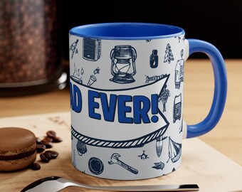 Best Dad Ever Becher | Doodle Muster, Farbakzent 11oz