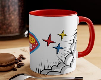 Super Dad Schild Logo Tasse | Bunter Akzent 11oz