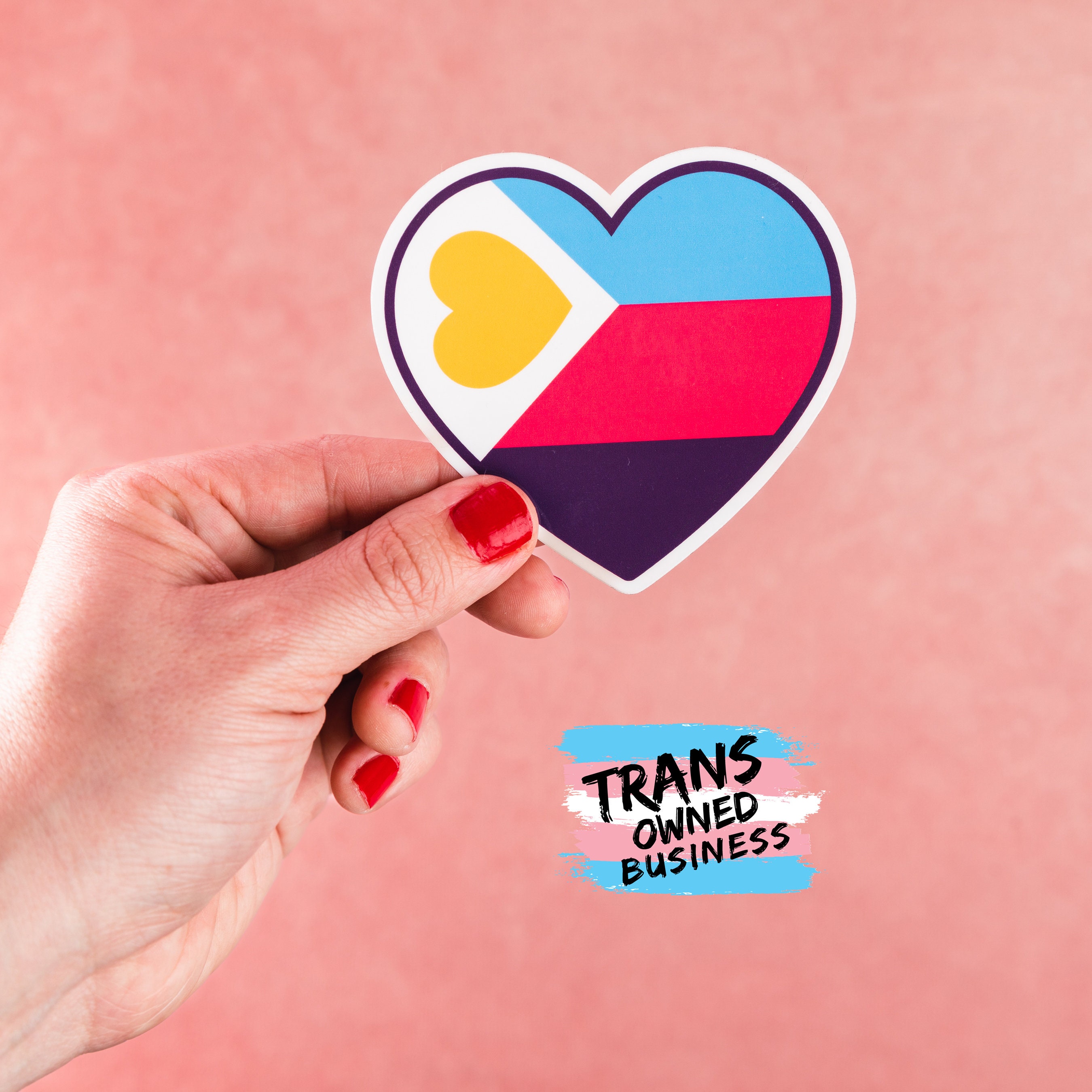 Polyamory Pride Flag Heart Sticker - Etsy