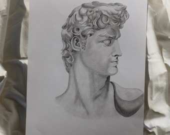 Dessin crayon gris papier blanc reproduction David