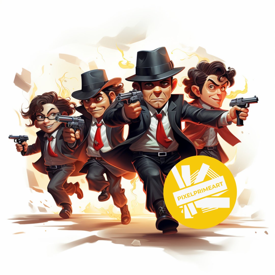 Playful Mafia Heist Clipart, Printable Clipart, Mafia Clipart, High ...