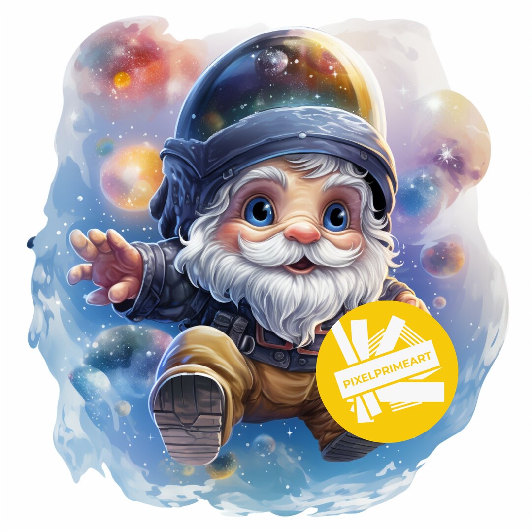 Gnome in Space Clipart, Printable Clipart, Gnome Clipart, High Quality ...