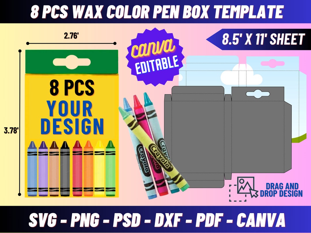 8 Pcs Crayon Box Svg Template, Wax Crayon Box Template, Crayon Favor 8 Pcs Crayon Box Svg Template, Wax Crayon Box Template, Crayon Favor