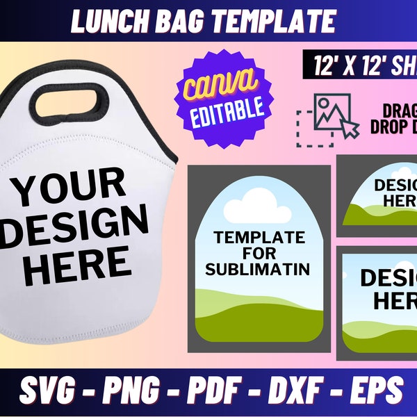 Lunch Bag Template For Sublimation ,Lunch Bag Template, Lunch Tote Sublimation Template, Lunch Sublimation Bag, Sublimation Bag