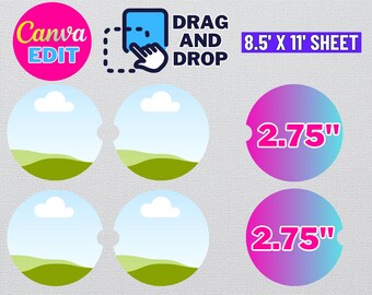2.75" Car Coaster Template: Geode Sublimation Design (Digital Download)
