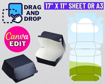 Hamburger Box Template: SVG, Cricut, Silhouette Cut Files (Digital Download)