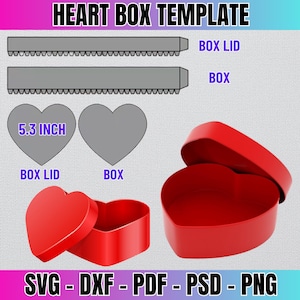 Caja de corazón Svg, plantilla de caja de corazón, troquel de caja de corazón, caja svg, caja de obsequios de fiesta, caja de corazón de San Valentín, archivo de caja cricut, caja de silueta