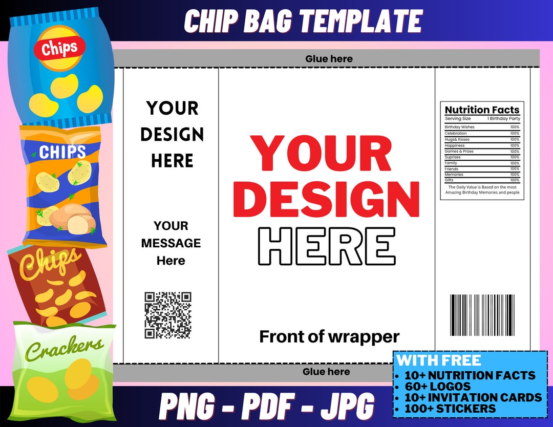 Chip Bag Template, Blank Chip Bag, Chip Bag Template Canva Editable ...