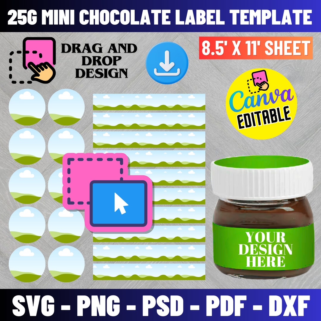 25g Mini Hazelnut Spread Label Template, Hazelnut Cocoa Spread Label