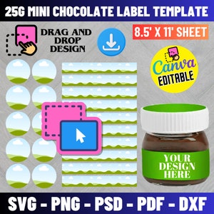 25g Mini Hazelnut Spread Label Template, Hazelnut Cocoa Spread Label, Chocolate Jar Label, Hazelnut Spread Labels