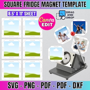 2,5 'x 2,5' quadratische Kühlschrankmagnet Vorlage, Magnet Maker Vorlage, Magnet Maschine Vorlage, quadratische Magnet Vorlage, Magnet Vorlage