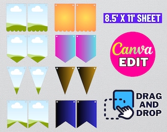 Bunting Banner Template: Birthday Garland SVG, Canva, Laser Cut Files (Digital Download)