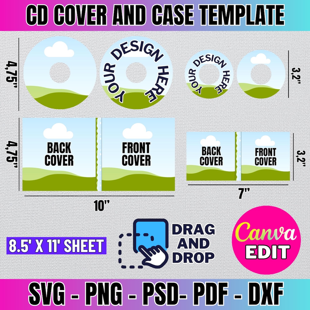 Canva Editable CD Cover Template, Jewel Case Insert (digital Download
