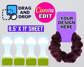 Scrunchie Tag Template, Editable Label (Digital Download)