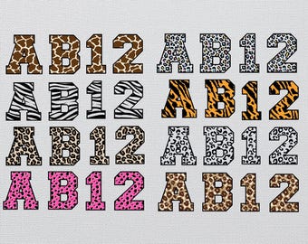 Alphabet SVG Safari Animal Print : Doodle lettres (téléchargement numérique)
