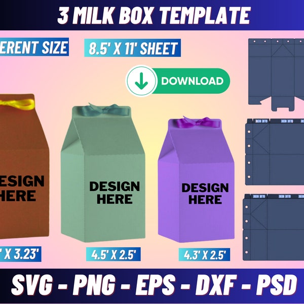 Milk Box Template Bundle, Milk Favor Box Svg, Milk Carbon Template, Box Svg, Favor Box Svg, Box Template Svg