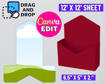 Flower Envelope Box Template: Canva Editable (Digital Download)
