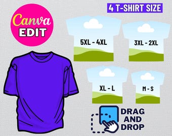 All Over T-Shirt Template: 9 Size Sublimation Design (Digital Download)