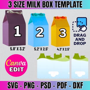 Milk Box Template Bundle, Milk Favor Box Svg, Milk Carbon Template, Box Svg, Favor Box Svg, Box Template Svg, Box Template Cut files